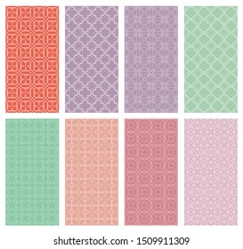 Set of vertical seamless line patterns. Colorful geometric backgrounds collection. Endless repeating linear texture for wallpaper, packaging, banners, invitations, business cards, fabric print