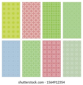 Set of vertical seamless line patterns. Colorful geometric backgrounds collection. Endless repeating linear texture for wallpaper, packaging, banners, invitations, business cards, fabric print