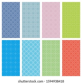 Set of vertical seamless line patterns. Colorful geometric backgrounds collection. Endless repeating linear texture for wallpaper, packaging, banners, invitations, business cards, fabric print