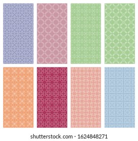 Set of vertical seamless line patterns. Colorful geometric backgrounds collection. Endless repeating linear texture for wallpaper, packaging, banners, invitations, business cards, fabric print