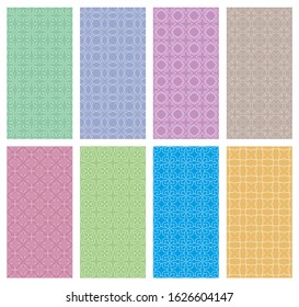 Set of vertical seamless line patterns. Colorful geometric backgrounds collection. Endless repeating linear texture for wallpaper, packaging, banners, invitations, business cards, fabric print