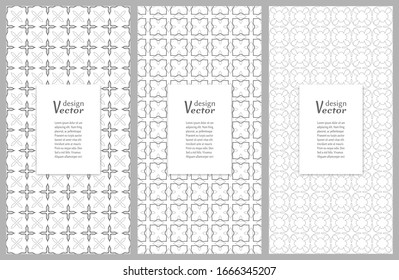 Set of vertical seamless line patterns. Black and white geometric backgrounds collection. Endless repeating linear texture for wallpaper, packaging, banners, invitations, business cards, fabric print