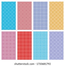 Set of vertical seamless line patterns. Colorful geometric backgrounds collection. Endless repeating linear texture for wallpaper, packaging, banners, invitations, business cards, fabric print