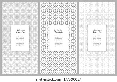 Set of vertical seamless line patterns. Black and white geometric backgrounds collection. Endless repeating linear texture for wallpaper, packaging, banners, invitations, business cards, fabric print