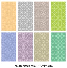 Conjunto de patrones verticales de línea sin soldadura. Colorida colección de fondos geométricos. Textura lineal repetitiva sin fin para papel pintado, embalaje, banners, invitaciones, tarjetas de visita, impresión de tela