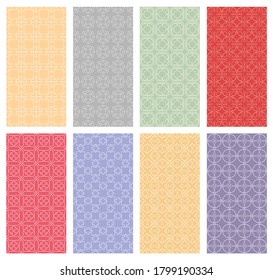 Set of vertical seamless line patterns. Colorful geometric backgrounds collection. Endless repeating linear texture for wallpaper, packaging, banners, invitations, business cards, fabric print