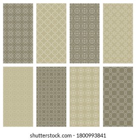 Set of vertical seamless line patterns. Colorful geometric backgrounds collection. Endless repeating linear texture for wallpaper, packaging, banners, invitations, business cards, fabric print