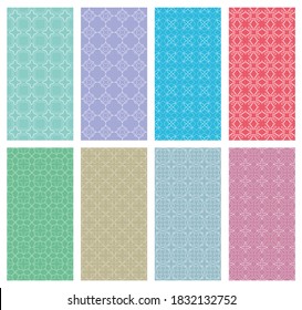 Set of vertical seamless line patterns. Colorful geometric backgrounds collection. Endless repeating linear texture for wallpaper, packaging, banners, invitations, business cards, fabric print