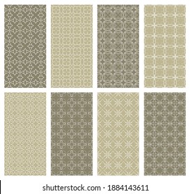 Set of vertical seamless line patterns. Colorful geometric backgrounds collection. Endless repeating linear texture for wallpaper, packaging, banners, invitations, business cards, fabric print