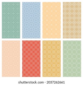 Set of vertical seamless line patterns. Colorful geometric backgrounds collection. Endless repeating linear texture for wallpaper, packaging, banners, invitations, business cards, fabric print