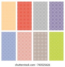Set of vertical seamless line patterns. Colorful geometric backgrounds collection. Endless repeating linear texture for wallpaper, packaging, banners, invitations, business cards, fabric print