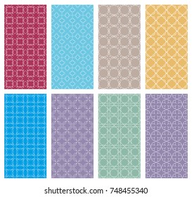 Set of vertical seamless line patterns. Colorful geometric backgrounds collection. Endless repeating linear texture for wallpaper, packaging, banners, invitations, business cards, fabric print