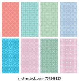 Set of vertical seamless line patterns. Colorful geometric backgrounds collection. Endless repeating linear texture for wallpaper, packaging, banners, invitations, business cards, fabric print