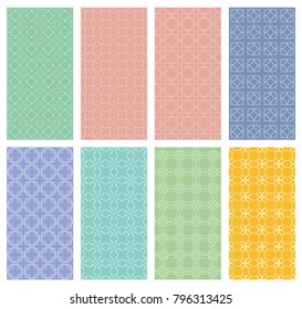 Set of vertical seamless line patterns. Colorful geometric backgrounds collection. Endless repeating linear texture for wallpaper, packaging, banners, invitations, business cards, fabric print