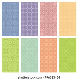 Set of vertical seamless line patterns. Colorful geometric backgrounds collection. Endless repeating linear texture for wallpaper, packaging, banners, invitations, business cards, fabric print