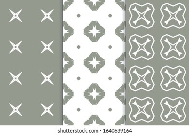 Set of vertical seamless pattern. Decorative geometric texture. Abstract repeating pattern for printing on fabric, wrapping paper