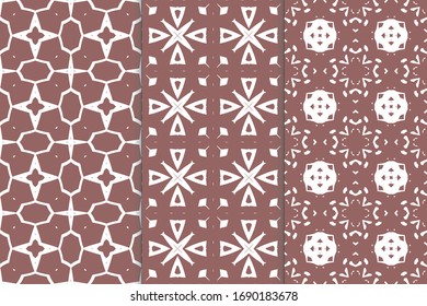 Set of vertical seamless pattern. Decorative geometric texture. Abstract repeating pattern for printing on fabric, wrapping paper