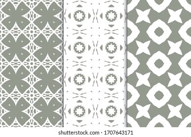 Set of vertical seamless pattern. Decorative geometric texture. Abstract repeating pattern for printing on fabric, wrapping paper
