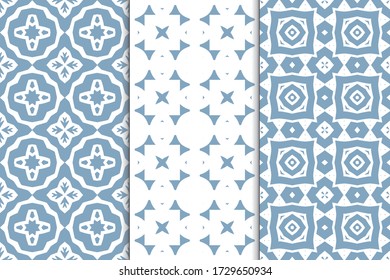 Set of vertical seamless pattern. Decorative geometric texture. Abstract repeating pattern for printing on fabric, wrapping paper