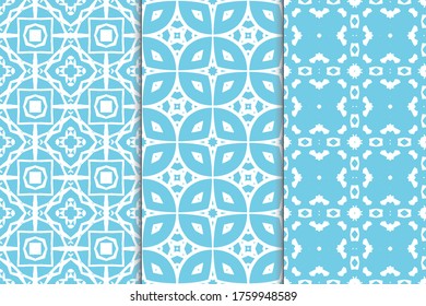 Set of vertical seamless pattern. Decorative geometric texture. Abstract repeating pattern for printing on fabric, wrapping paper