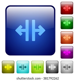 Set of vertical split color glass rounded square buttons