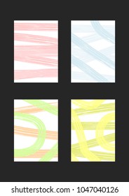 Set of vertical trendy backgrounds. Grunge, sketch, watercolour, paint. Rectangular templates for cards, posters, flyers, headers. White, pink, blue, green, yellow, brown. Modern vector illustration.