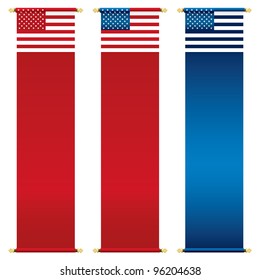 set of vertical usa banners isolated on white