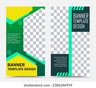 Set of vertical vector banner templates in yellow green 