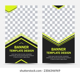 Conjunto de plantillas vectoriales verticales de banner en amarillo negro 