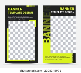 Set of vertical vector banner templates in black yellow 
