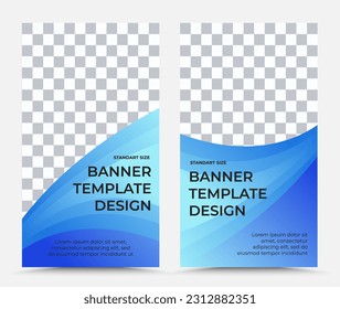 Set of vertical vector banner templates in blue and black