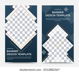 Set of vertical vector banner templates in blue orange and white