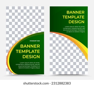 Set of vertical vector banner templates in green yellow orange