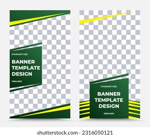 Set of vertical vector banner templates in yellow green white