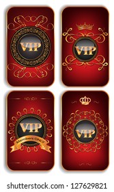 Set of vertical VIP gold red  cards