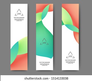 Set of vertical web banner templates with abstract lines and waves