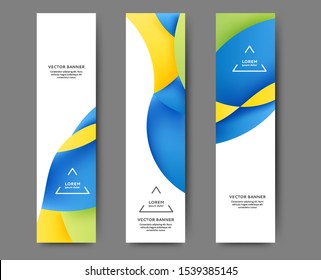 Set of vertical web banner templates with abstract lines and waves
