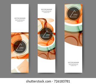 Set of vertical web banner templates with abstract lines and waves. Different sizes
