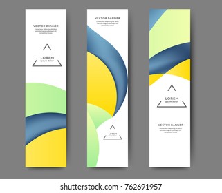 Set of vertical web banner templates with abstract lines and waves