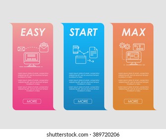 set vertical web banners. Price list, hosting plans and web boxes banners design. three tariffs. interface for the site. ui ux vector banner for web app.