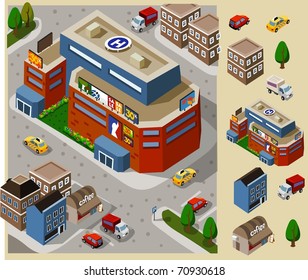 Set of very detailed isometric vector