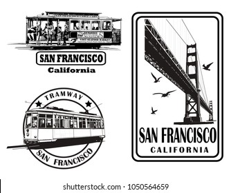 Set of very detailed logos about San Francisco - vector illustration