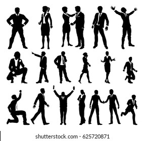 A set of very high quality business people or office worker silhouettes