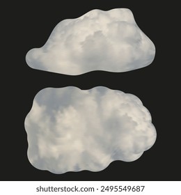 Set of very Realistic gradient Clouds isolated black. 3D white Cloud. Realistic vector illustration. EPS 10