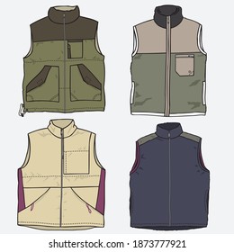Set of Vest Design Vector for Template