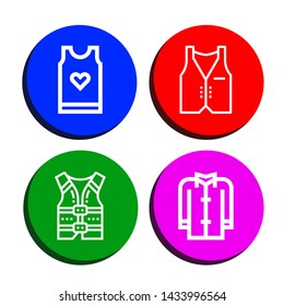 Set of vest icons such as Tank top, Vest, Life jacket, Coat , vest