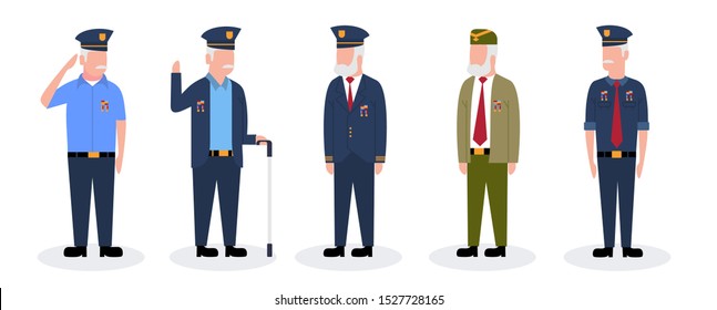 set of veteran army soldier used for veterans day independent day vector illustration