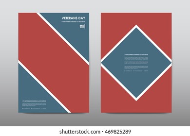 Set of Veterans Day brochure, poster templates in USA flag style. Beautiful design and layout