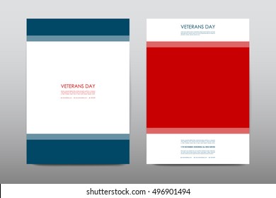 Set of Veterans Day brochure, poster templates in USA flag style. Beautiful design and layout