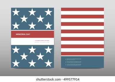 Set of Veterans Day brochure, poster templates in USA flag style. Beautiful design and layout